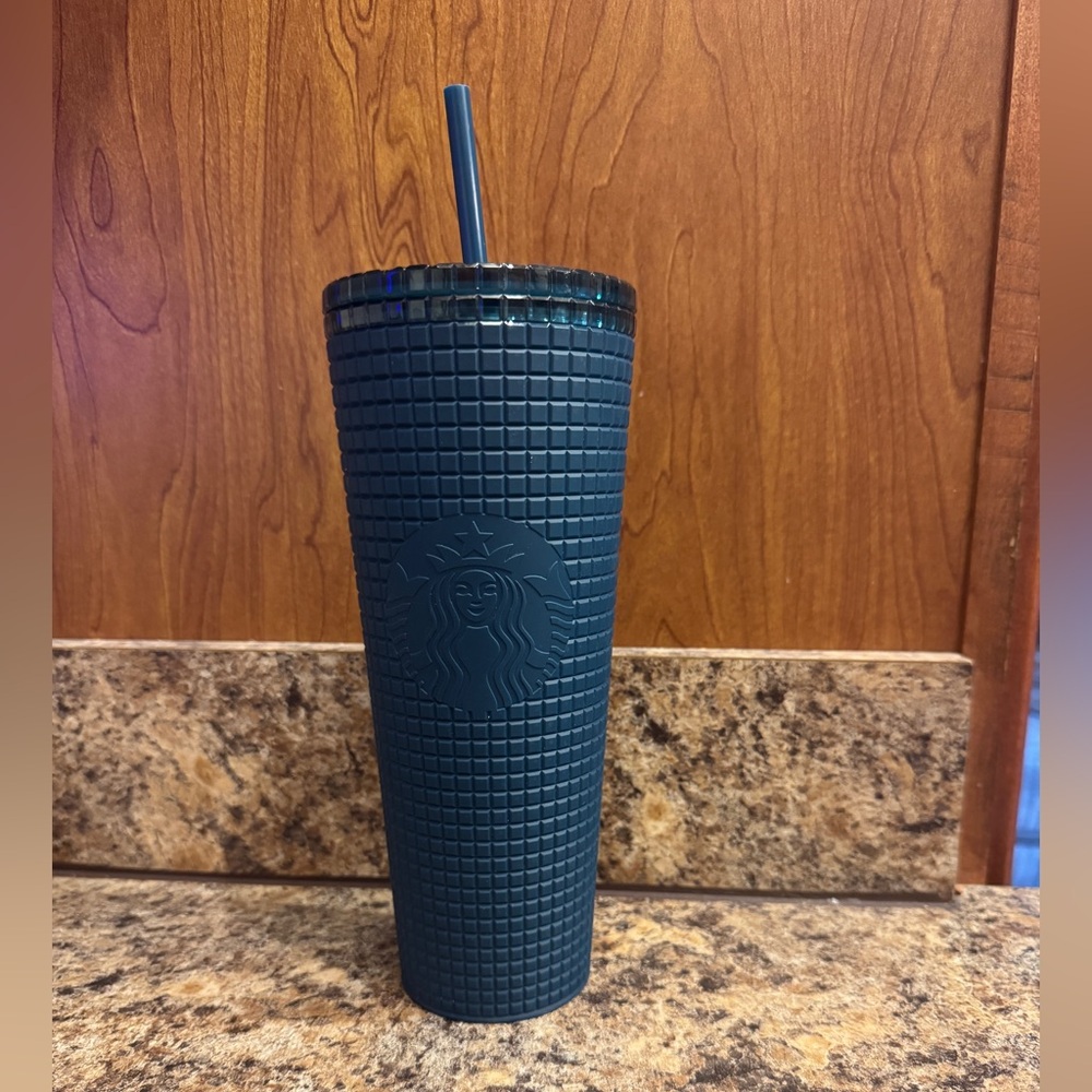 Starbucks Winter 2023 Navy Blue Soft Touch Grid Tumbler